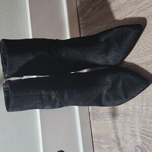 Halston Heritage Black Corduroy Block Heel Ankle Boots | Size 7.5
